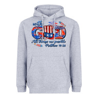 Heather Grey with god all things are possible usa Heavyweight Hoodie - AdoDesignShop