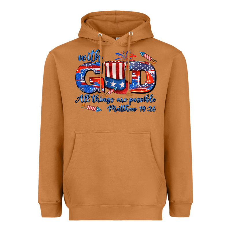 With God All Things Are Possible Usa Heavyweight Hoodie by AdoDesignShop | Teevron