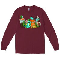 Burgundy dinosaur coffee cups Long Sleeve Tee - AdoDesignShop