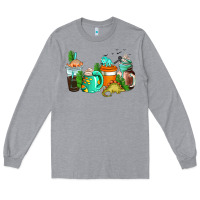 Heather Grey dinosaur coffee cups Long Sleeve Tee - AdoDesignShop