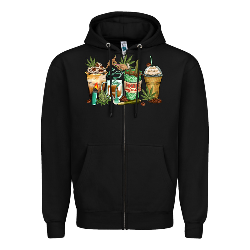 Highly Caffeinated Coffee Cups Zipper Hoodie by Zillion Design Studio | Teevron
