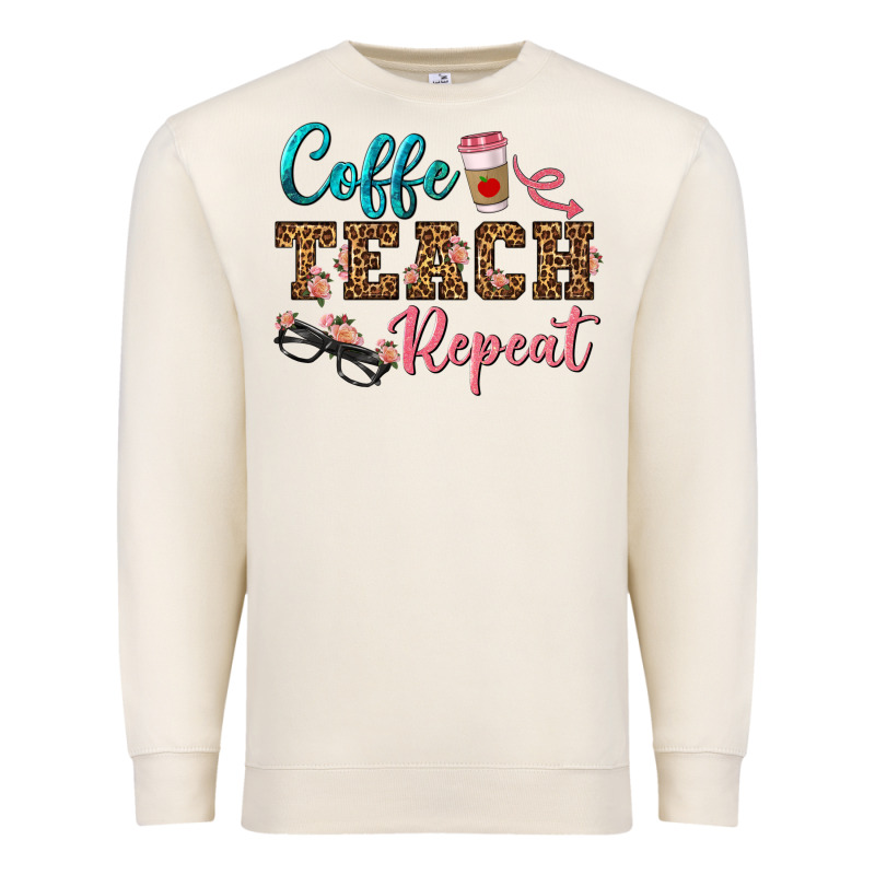 Coffee Teach Repeat Premium Sweatshirt by BundleAndBundleShop | Teevron