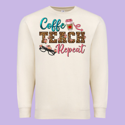 Coffee Teach Repeat Premium Sweatshirt Designed By Bundleandbundleshop