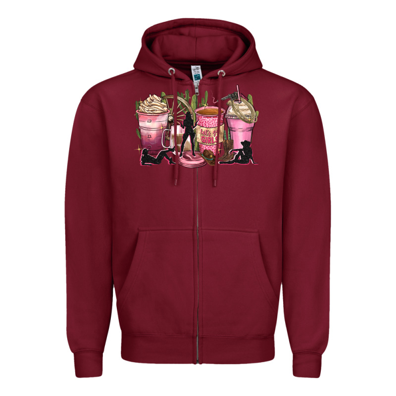 Let's Go Girls Coffee Cups Zipper Hoodie by Zillion Design Studio | Teevron