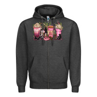 Charcoal Heather let's go girls coffee cups Zipper Hoodie - Zillion Design Studio