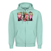 Seafoam let's go girls coffee cups Zipper Hoodie - Zillion Design Studio