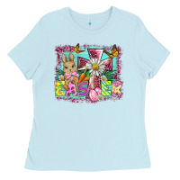 Baby Blue easter cross background Ladies Tee - BarkalooDesign