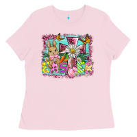 Bubblegum Pink easter cross background Ladies Tee - BarkalooDesign