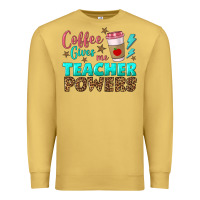 Antique Gold coffee gives me teacher powers Premium Sweatshirt - BundleAndBundleShop