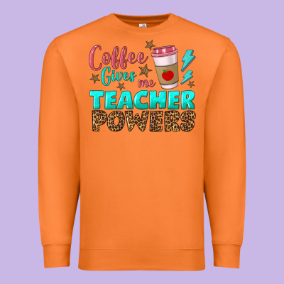 Coffee Gives Me Teacher Powers Premium Sweatshirt Designed By Bundleandbundleshop