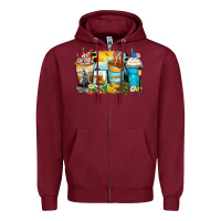 Burgundy louisiana coffee cups Zipper Hoodie - Zillion Design Studio
