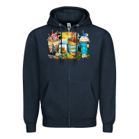 Navy louisiana coffee cups Zipper Hoodie - Zillion Design Studio