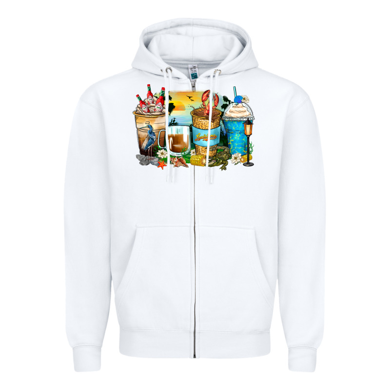 Louisiana Coffee Cups Zipper Hoodie by Zillion Design Studio | Teevron