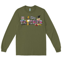 Army Green race with teacher Long Sleeve Tee - texasbilliewilder