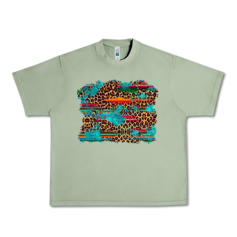 Western Serape Leopard Bull Skull Turquoise  Background Urban Heavy Tee by Artiststas | Teevron