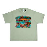 Oil Green western serape leopard bull skull turquoise  background Urban Heavy Tee - Artiststas