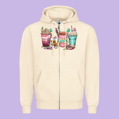Mom Coffee Cups Zipper Hoodie Designed By Zillion Design Studio