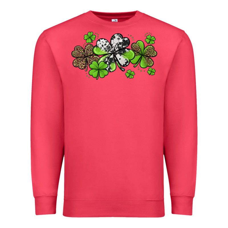 Western Cowhide Leopard Glitter Shamrocks Premium Sweatshirt by Jasminsmagicworld | Teevron