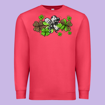 Western Cowhide Leopard Glitter Shamrocks Premium Sweatshirt Designed By Jasminsmagicworld