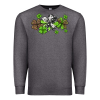 Charcoal Heather Western Cowhide Leopard Glitter Shamrocks Premium Sweatshirt - Jasminsmagicworld