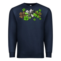 Navy Western Cowhide Leopard Glitter Shamrocks Premium Sweatshirt - Jasminsmagicworld