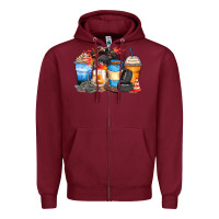 Burgundy monster truck coffee cups Zipper Hoodie - Zillion Design Studio