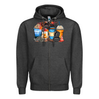 Charcoal Heather monster truck coffee cups Zipper Hoodie - Zillion Design Studio