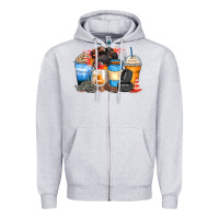 Heather Grey monster truck coffee cups Zipper Hoodie - Zillion Design Studio