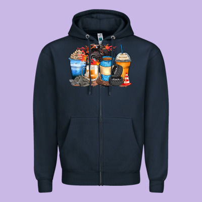 Monster Truck Coffee Cups Zipper Hoodie Designed By Zillion Design Studio
