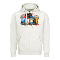 Oatmeal Heather monster truck coffee cups Zipper Hoodie - Zillion Design Studio
