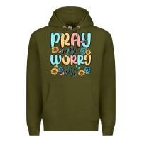 Army Green pray more worry less Premium Hoodie - MaliasSmallBusiness