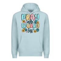 Blue Mist pray more worry less Premium Hoodie - MaliasSmallBusiness