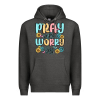 Charcoal Heather pray more worry less Premium Hoodie - MaliasSmallBusiness