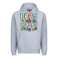 Heather Grey pray more worry less Premium Hoodie - MaliasSmallBusiness