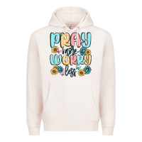 Pale Pink pray more worry less Premium Hoodie - MaliasSmallBusiness