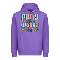 Purple pray more worry less Premium Hoodie - MaliasSmallBusiness