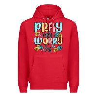 Red pray more worry less Premium Hoodie - MaliasSmallBusiness