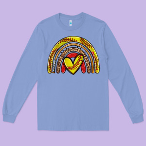 Softball Rainbow Long Sleeve Tee Designed By Zillion Design Studio