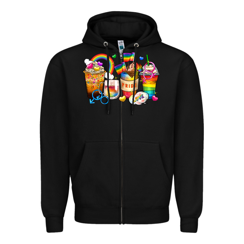 Pride Coffee Cups Zipper Hoodie by Zillion Design Studio | Teevron