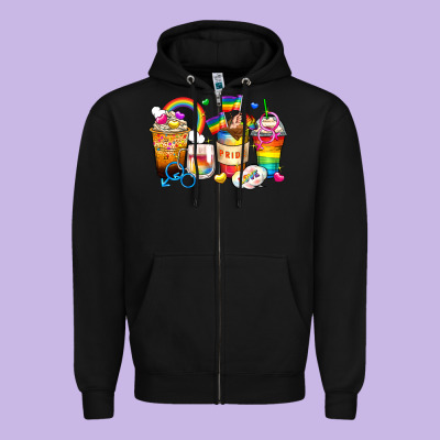 Pride Coffee Cups Zipper Hoodie Designed By Zillion Design Studio
