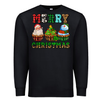 Black merry christmas with cupcakes Premium Sweatshirt - AdoDesignShop