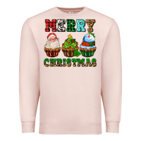 Pale Pink merry christmas with cupcakes Premium Sweatshirt - AdoDesignShop