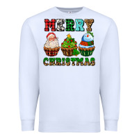 White merry christmas with cupcakes Premium Sweatshirt - AdoDesignShop