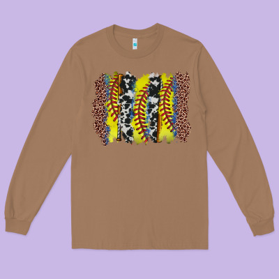 Softball Brushstroke Long Sleeve Tee Designed By Zillion Design Studio