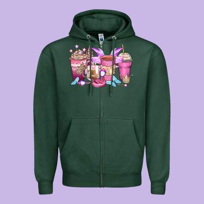 Princess Coffee Cups Zipper Hoodie Designed By Zillion Design Studio
