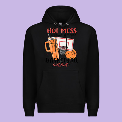 Hot Mess Always Stressed Basketball Mama Premium Hoodie Designed By Maliassmallbusiness