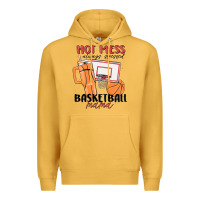 Mustard hot mess always stressed basketball mama Premium Hoodie - MaliasSmallBusiness