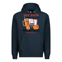 Navy hot mess always stressed basketball mama Premium Hoodie - MaliasSmallBusiness