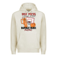 Oatmeal Heather hot mess always stressed basketball mama Premium Hoodie - MaliasSmallBusiness