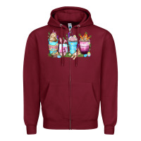 Burgundy rabbit coffee cups Zipper Hoodie - Zillion Design Studio